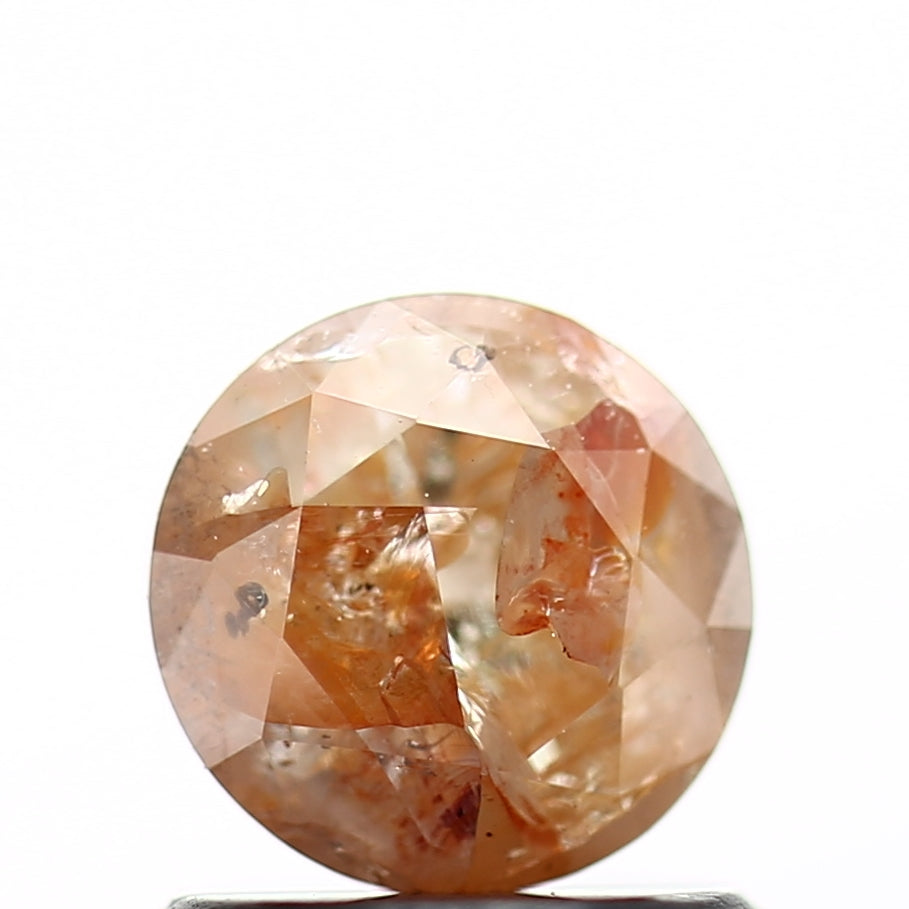 0.83 Carat Orange Rustic Round Shape Brilliant Cut Natural Loose Diamond